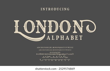 font alphabet Vintage london 
 Victorian typeface decorative Font