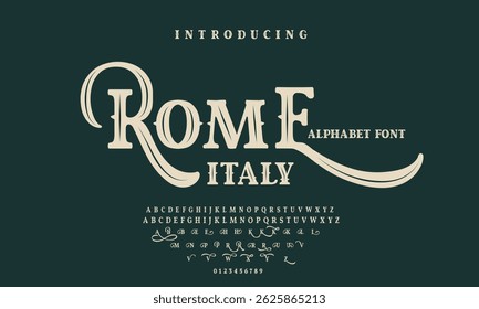 font alphabet Vintage rome italy Victorian typeface decorative Font