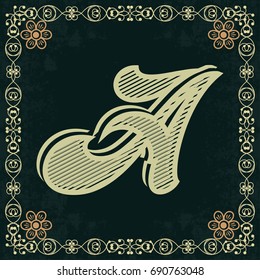 font alphabet vintage typeface and monogram floral lettering label design named a
