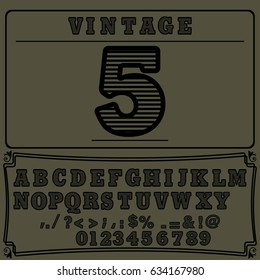 font alphabet vintage typeface named 5