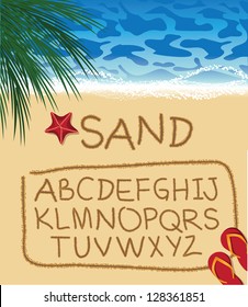 Font Alphabet Written in Sand EPS 8 vector, grouped for easy editing. No open shapes or paths.