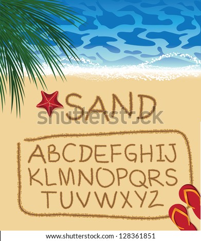 Font Alphabet Written in Sand EPS 8 vector, grouped for easy editing. No open shapes or paths.