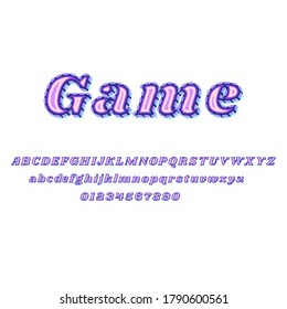 Font and alphabet.Neon style. Text: Game. Vector stock eps10.