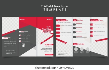 Font And Back Side Of Tri-Fold Brochure Template Design For Company.