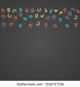Font Blackboard Vector Black Background. Abc Writing Illustration. Drawing Drawn School Board Cover. Style Typography.