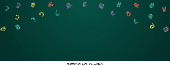 Font Blackboard Vector Panoramic Background. Alphabet Stylized Texture. Drawing Drawn Chalkboard Design. Style Backdrop.