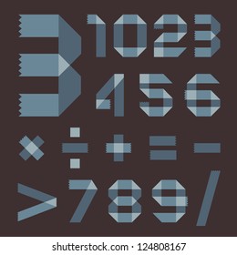Font from bluish scotch tape - Arabic numerals