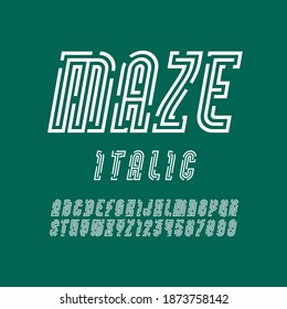 Schriftart aus fett gedrucktem Zeilenname ist Maze, trendiges einfaches Alphabet sans serif, moderne kurdische Buchstaben und Zahlen, Vektorgrafik 10 eps