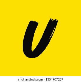 Font brush stroke sign on yellow background vector illustration