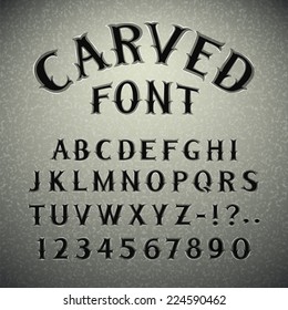 Font Carved in Stone. In the EPS file, each element is grouped separately.