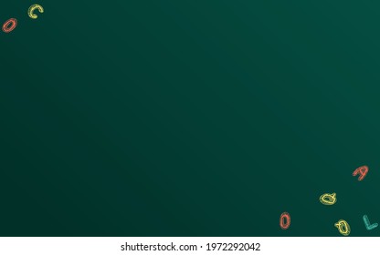 Font Chalkboard Vector Green Background. Text Decorative Pattern. Writing Doodle Blackboard Backdrop. Educate Type.