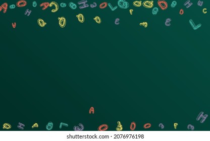 Font Chalkboard Vector Green Background. Doodle Stylized Template. Decorative Letter School Board Sketch. Style Design.