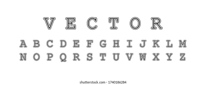 Font in classic minimal style. Vector flat illustration on white background for wab