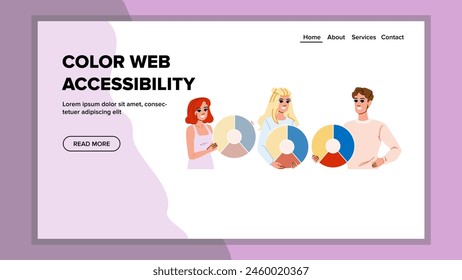 font color web accessibility vector. readability vision, disability impairment, perception hue font color web accessibility web flat cartoon illustration