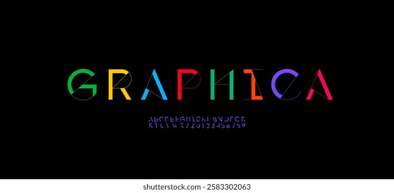 Font colorful alphabet, letters from A to Z and numbers from 0 to 9, vector illustration 10EPS.