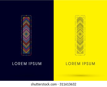 I ,Font , colorful light movement, designed using colorful line and black and white line, graphic vector.