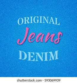 Font composition on the theme of jeans. Vector illustration.