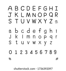 Font concept illustration. Set of letters from A to Z and number 0-9. Minimal style font set. Illustration vector.