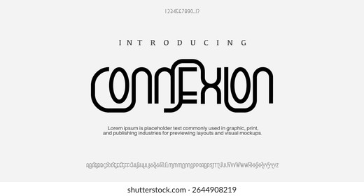 Font Connexion. Monoline style font design, set of alphabet letters and numbers vector illustration. Minimalist and simple design.