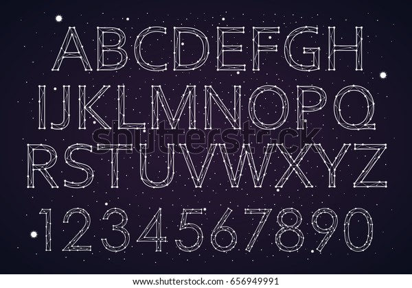フォント星座 デザイン ファッショナブル 文字のアルファベットと数字 ベクター画像 のベクター画像素材 ロイヤリティフリー