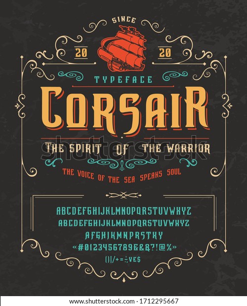 font-corsair-craft-retro-vintage-typeface-stock-vector-royalty-free