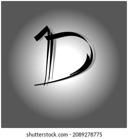 a font d with black color with gradient background