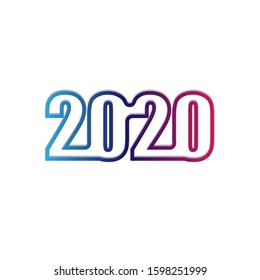 font design 2020 elegant gradient colors blue and pink, light glow on the frame 2020. suitable for the design of greeting cards, banners, backgrounds, etc. eps10 vector.