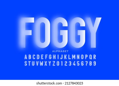 Font design and blurry effect  alphabet letters   numbers  vector illustration