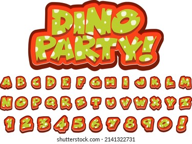 Font design for english alphabets in dinosaur character illustration