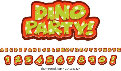 Font design for english alphabets in dinosaur character illustration