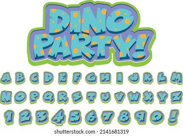 Font design for english alphabets in dinosaur character illustration