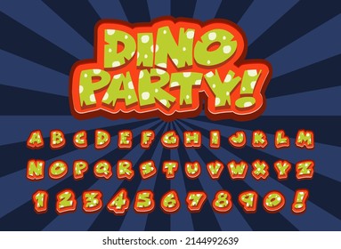 Font design for english alphabets in dinosaur character on color template illustration