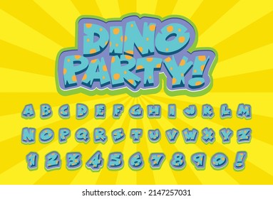 Font design for english alphabets in dinosaur character on color template illustration