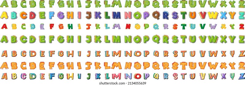 Font design for english alphabets illustration