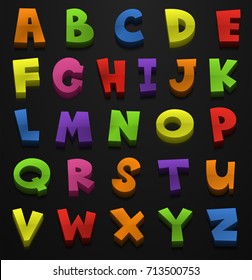 Font design for english alphabets in many colors illustration