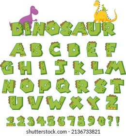 Font design for english alphabets and numbers illustration