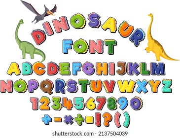 Font design for english alphabets and numbers illustration