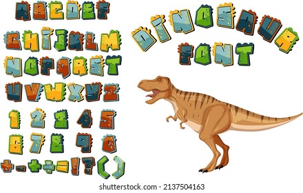 Font design for english alphabets and numbers illustration