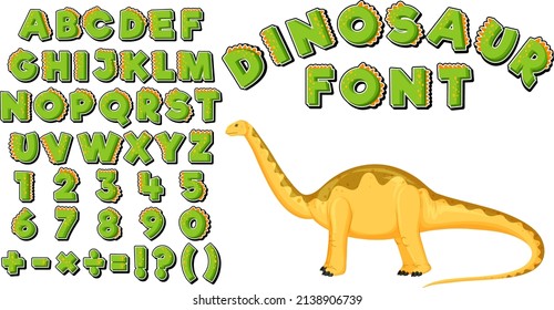 Font design for english alphabets and numbers illustration