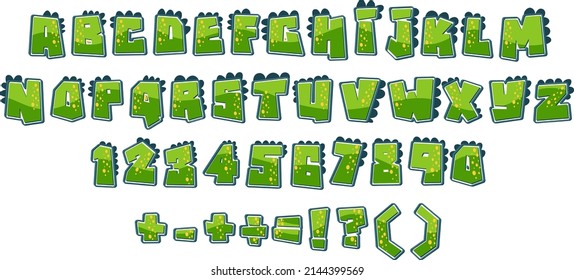Font design for english alphabets and numbers illustration