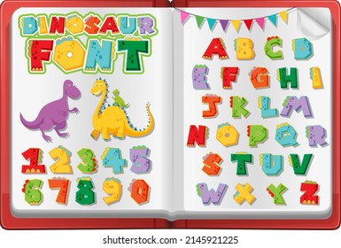 Font design for english alphabets and numbers illustration