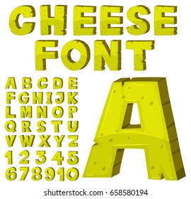 Font design for english alphabets in yellow illustration