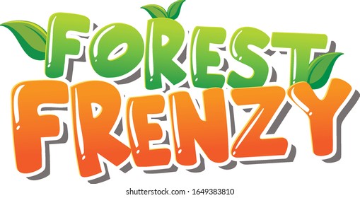 Font design for forest frenzy on white background illustration