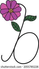 Font design in the form of flowers. Suitable for making logos or used to teach children.