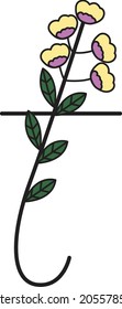Font design in the form of flowers. Suitable for making logos or used to teach children.