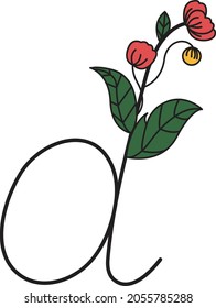 Font design in the form of flowers. Suitable for making logos or used to teach children.