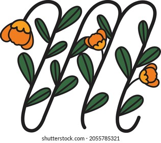 Font design in the form of flowers. Suitable for making logos or used to teach children.