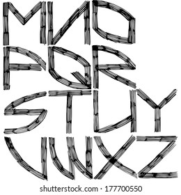 Font design. Letters in stroke style. Each letter is single editable group in the vector file.