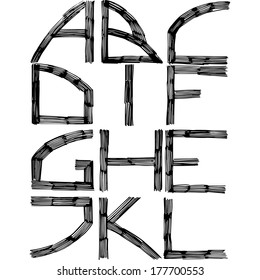 Font design. Letters in stroke style. Each letter is single editable group in the vector file.