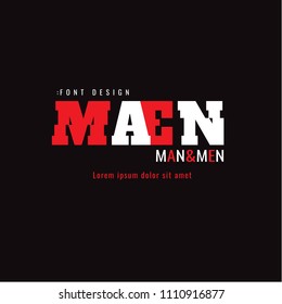 font design. man. on black background. Cut short. modern. vector